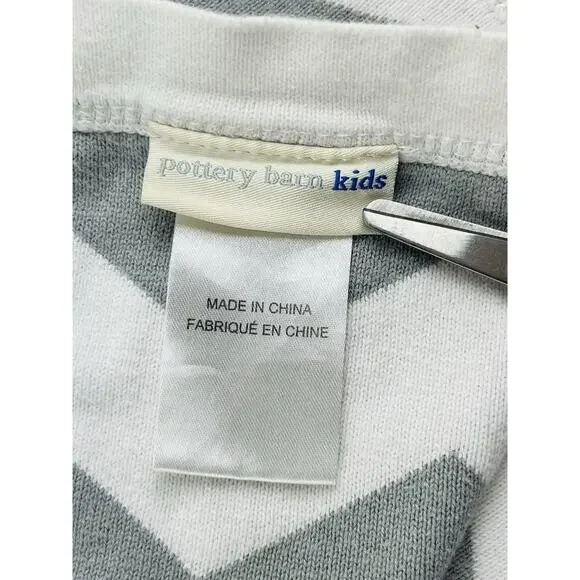 Pottery Barn Kids Gray White Chevron Zig Zag Baby Blanket Cotton Knit Grey 30x40 - Picture 7 of 12